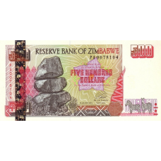 P10 Zimbabwe - 500 Dollars Year 2001